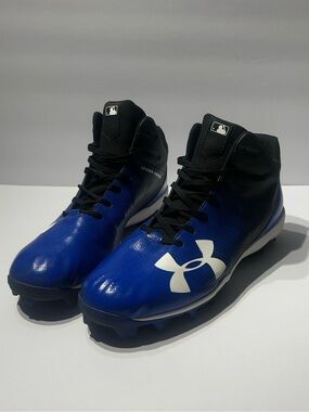 Under Armour Blue and Black High-Top Baseball Cleats